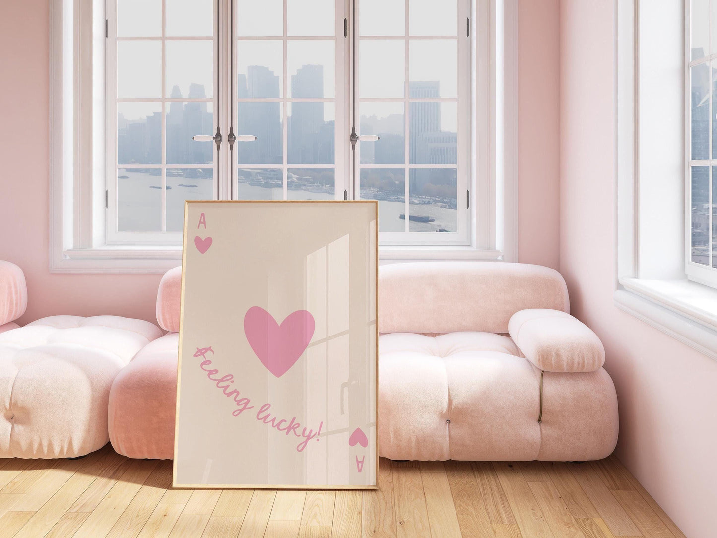 Pink Ace of Hearts Poster - Feeling Lucky poster, Pink Aesthetic Wall Decor, Trendy Playing Card Art for Living Room or Bedroom