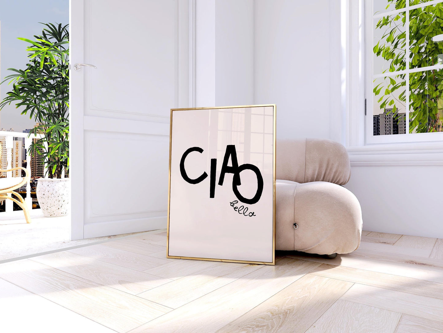 Ciao Bella Quote Print, Italian Art Print, Typography Poster