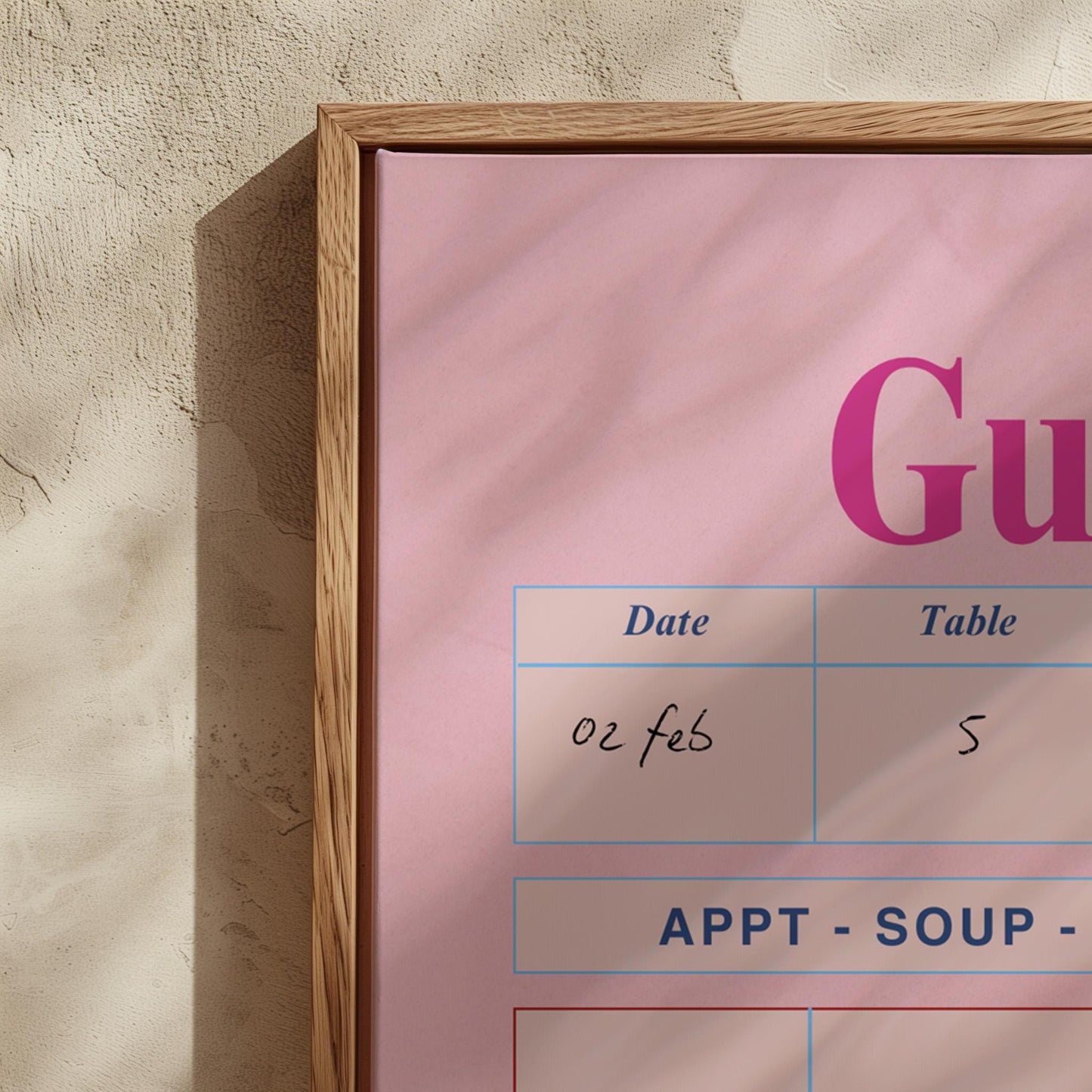 Guest Check Poster - Chef was cute wall Art - Pink Decor - Valentine's Wall Art