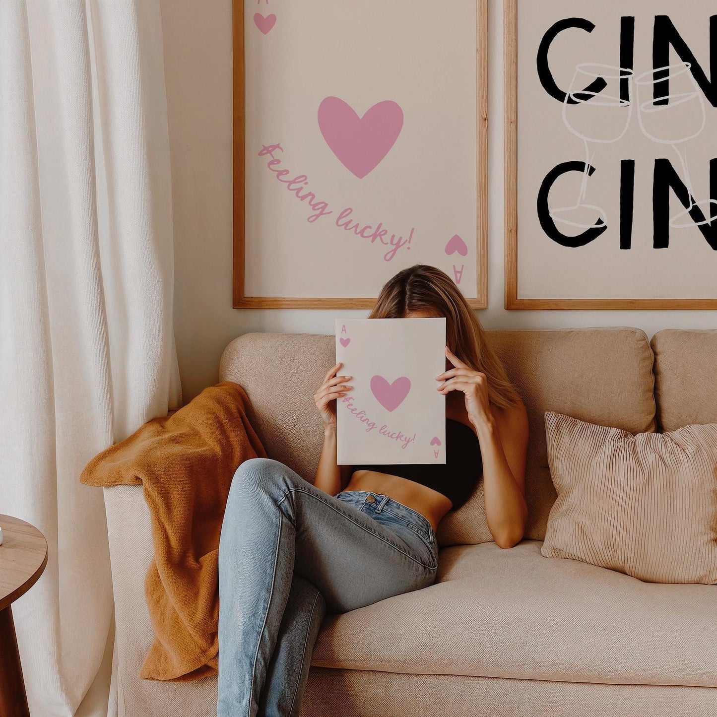 Pink Ace of Hearts Poster - Feeling Lucky poster, Pink Aesthetic Wall Decor, Trendy Playing Card Art for Living Room or Bedroom