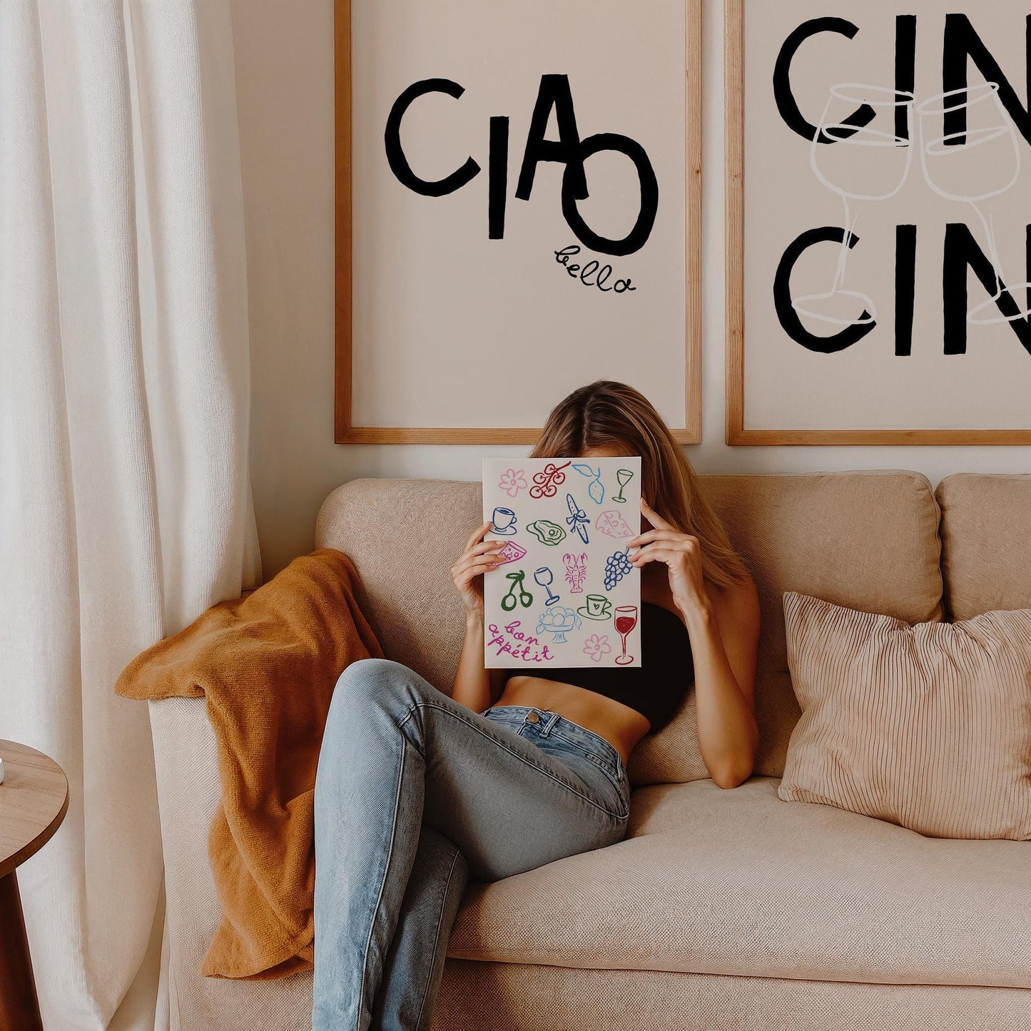 Ciao Bella Quote Print, Italian Art Print, Typography Poster