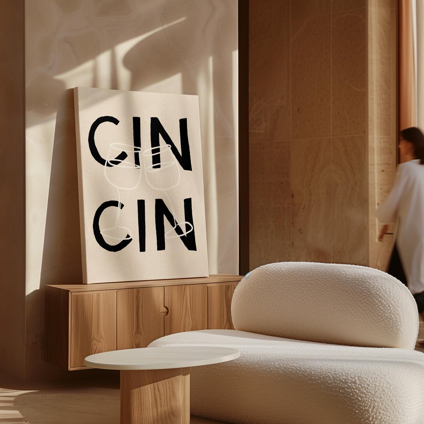 Cin Cin Print, Wine Glass Cheers Poster, Typography Kitchen Print