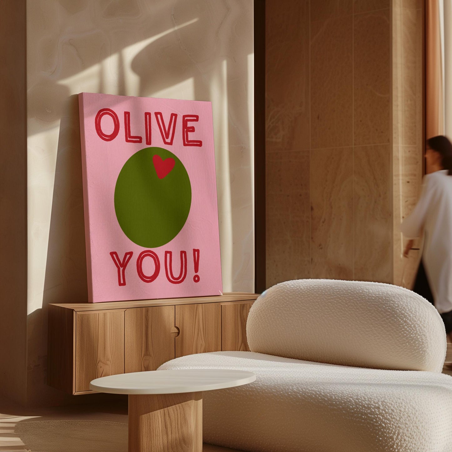 Olive You Poster - Funny Valentine’s Wall Art - Cute Love Print - Pink Home Decor