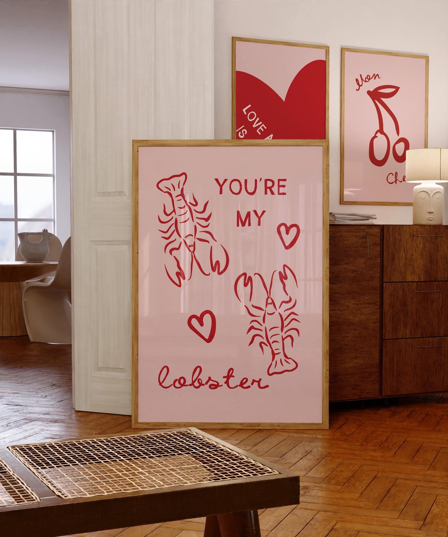 You're My Lobster Poster - Pink Wall Art, Bedroom Print, Anniversary Gift, Decor for Couples, Valentine's Print