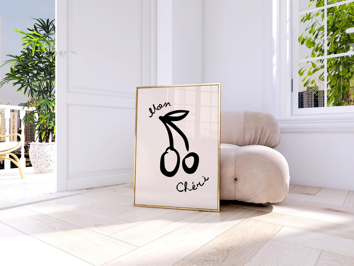 Mon Chéri Kitchen Print - French Cherry Wall Art - Neutral Wall Art