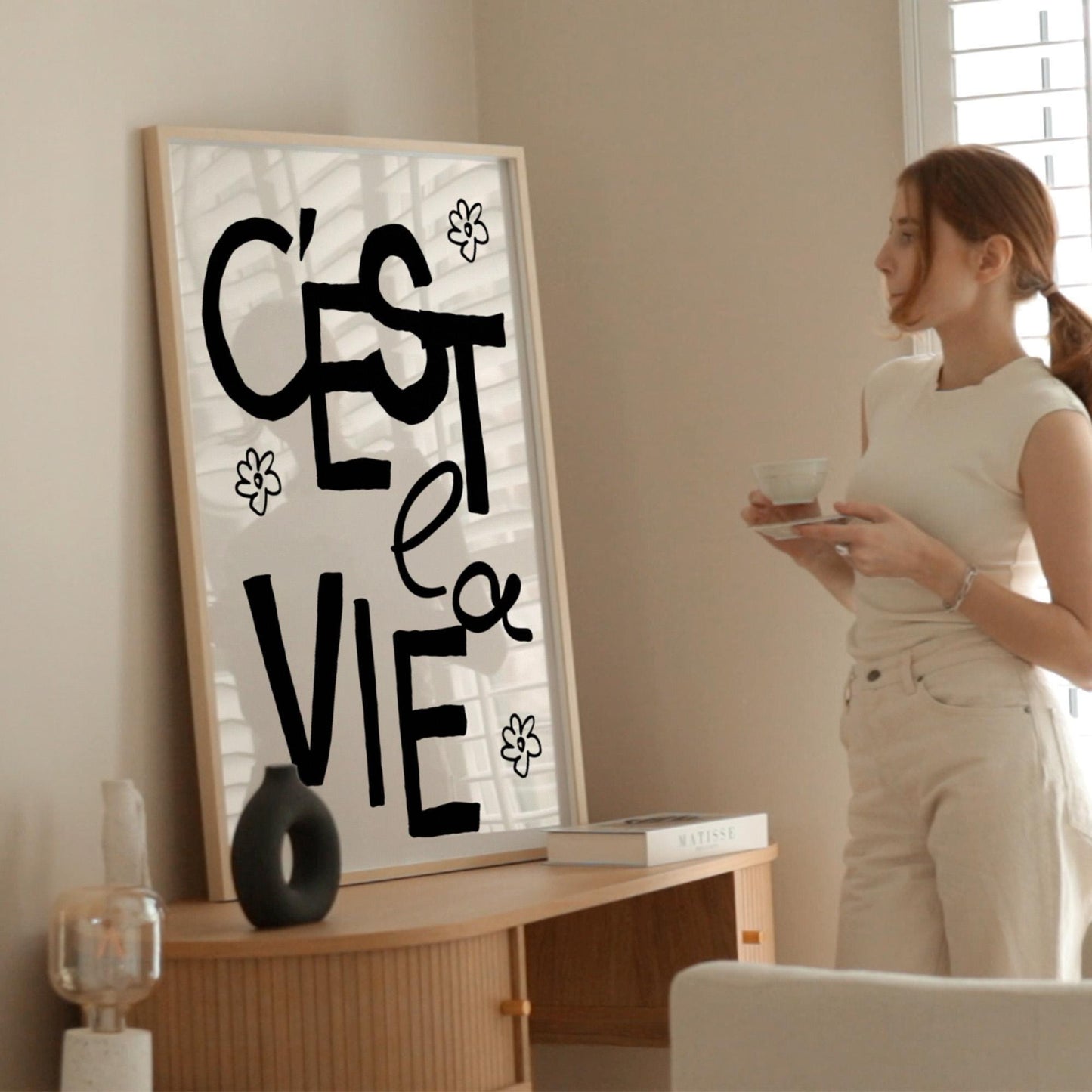 C'est La Vie Quote Print, French Art Print, Typography Poster