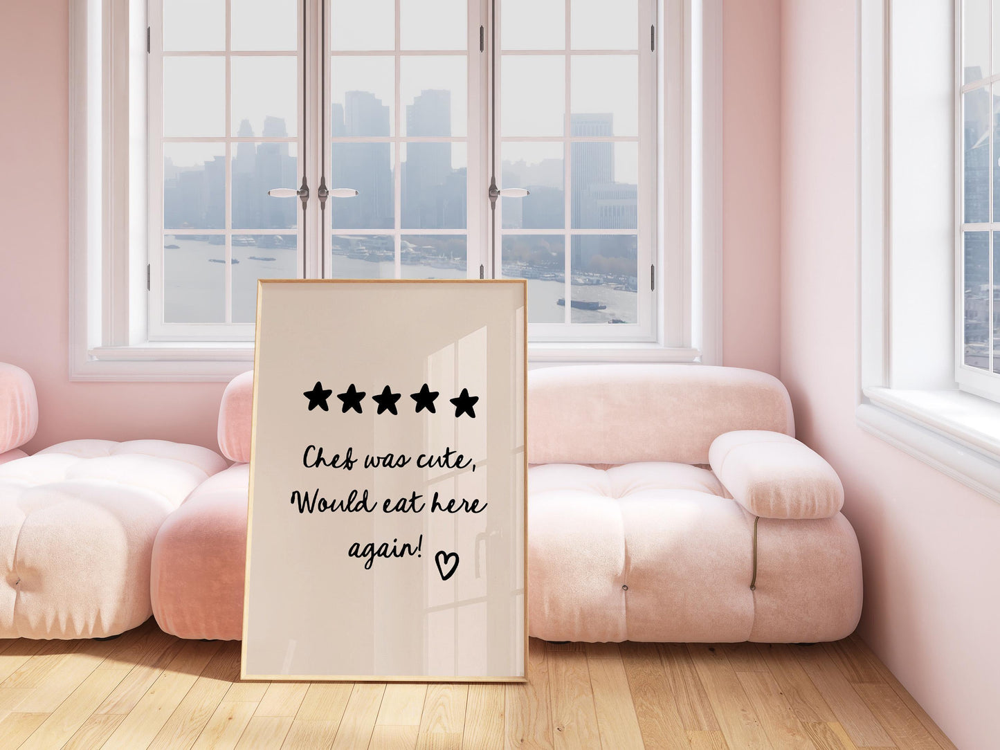 Chef was cute Print - Minimalist Print - Kitchen Poster - 5 Stars, Would eat here again, Valentine's Wall Art