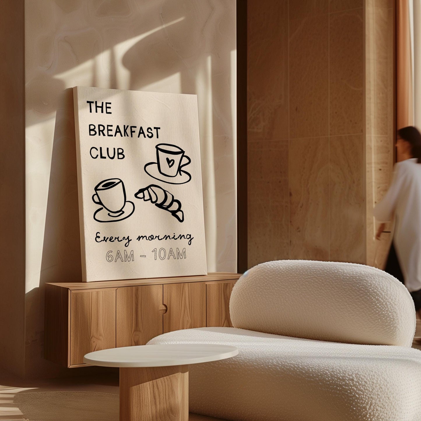 Breakfast Club Poster, Coffee and Croissant Print, Kitchen Poster
