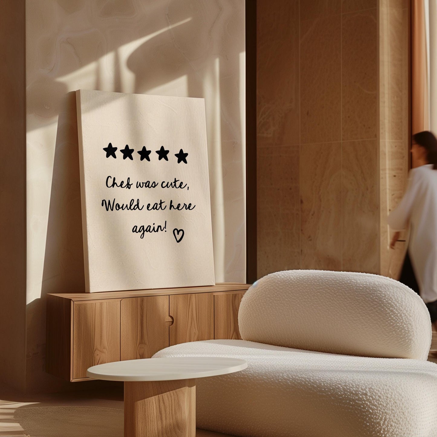 Chef was cute Print - Minimalist Print - Kitchen Poster - 5 Stars, Would eat here again, Valentine's Wall Art