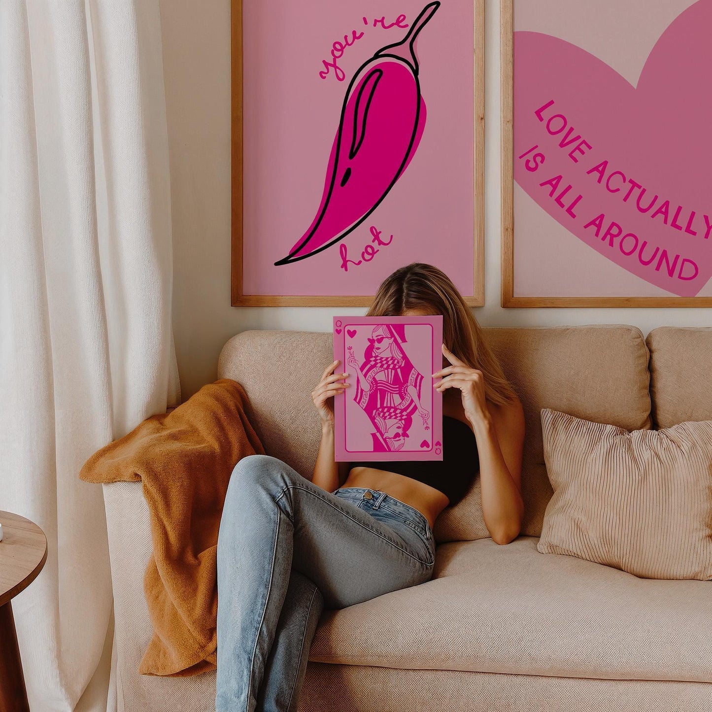 Chili Pepper Poster - You're Hot Print, Pink Spicy Wall Art for Kitchen, Valentine's Print