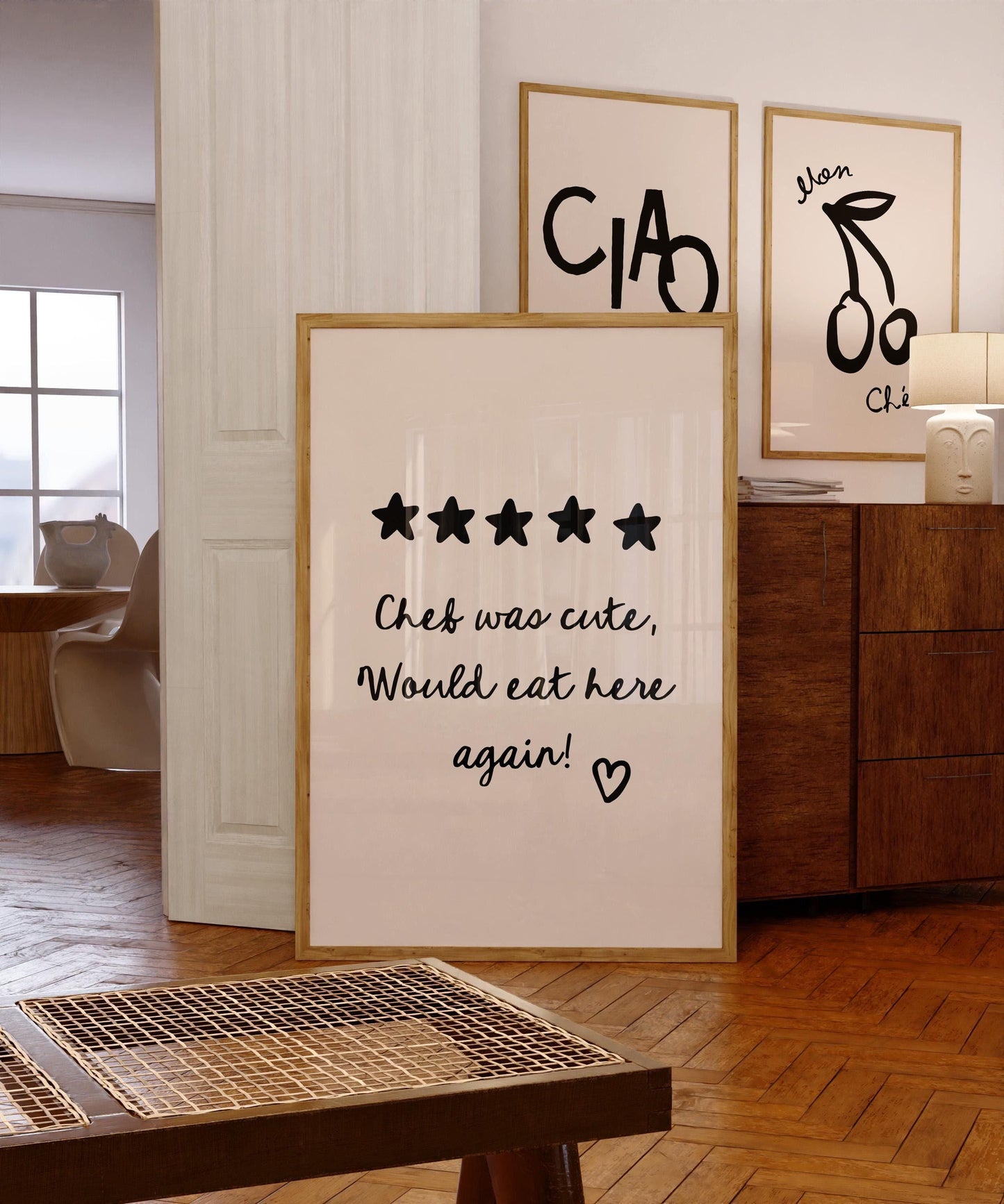 Chef was cute Print - Minimalist Print - Kitchen Poster - 5 Stars, Would eat here again, Valentine's Wall Art