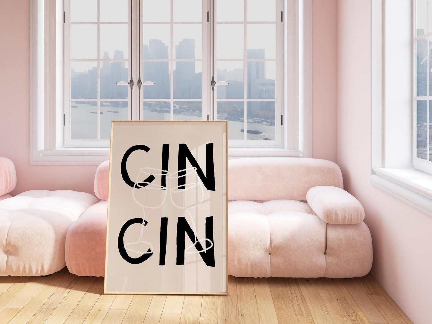 Cin Cin Print, Wine Glass Cheers Poster, Typography Kitchen Print