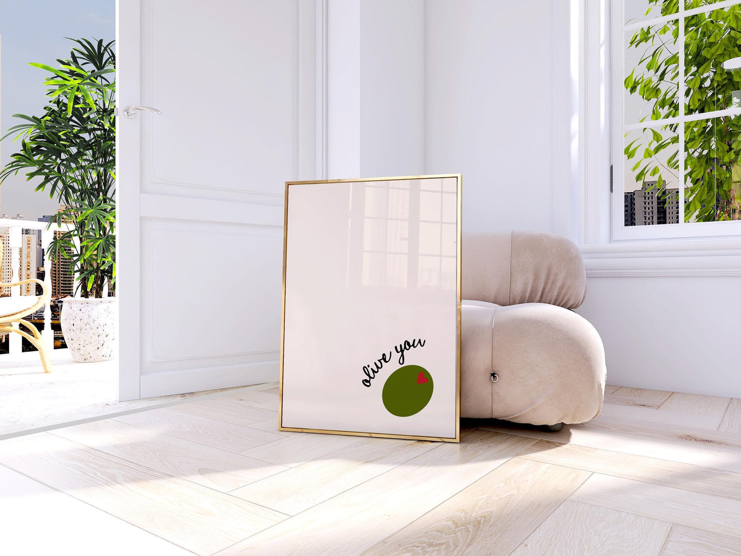 Olive You Poster - Valentine’s Wall Art - Neutral Home Decor