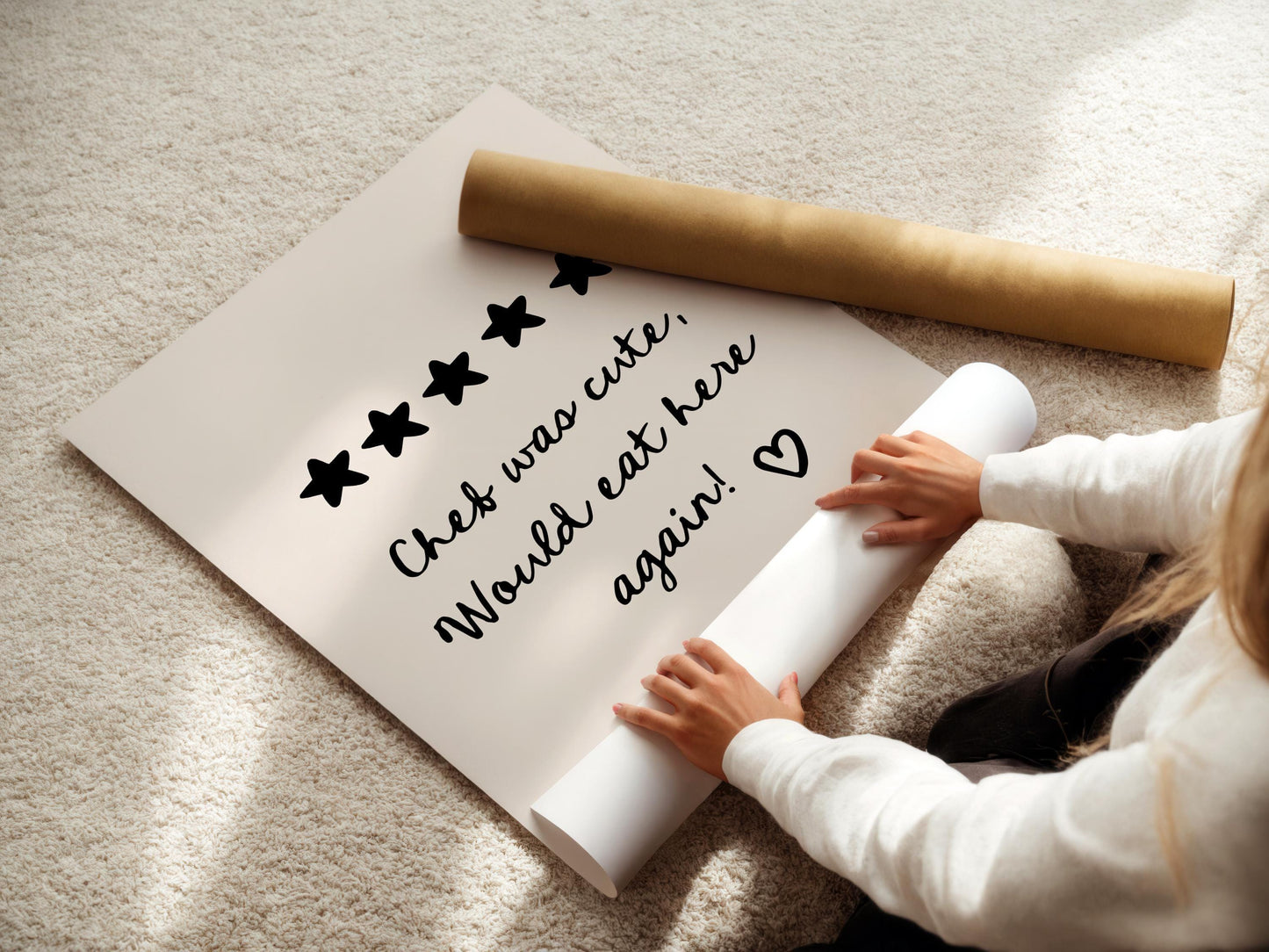 Chef was cute Print - Minimalist Print - Kitchen Poster - 5 Stars, Would eat here again, Valentine's Wall Art