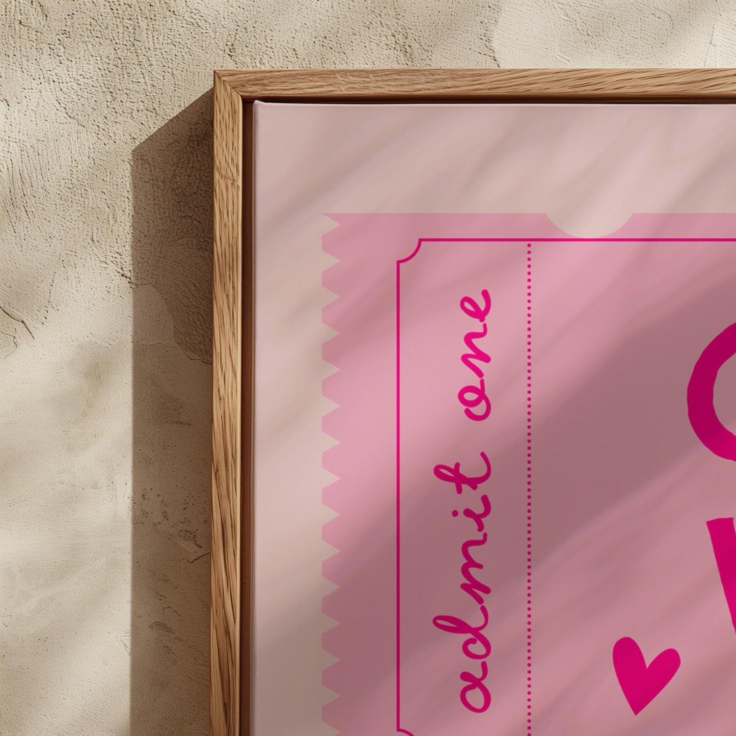 Retro Good Vibes Ticket Print, Pink Home Decor, Pink Wall Art, Bedroom Decor