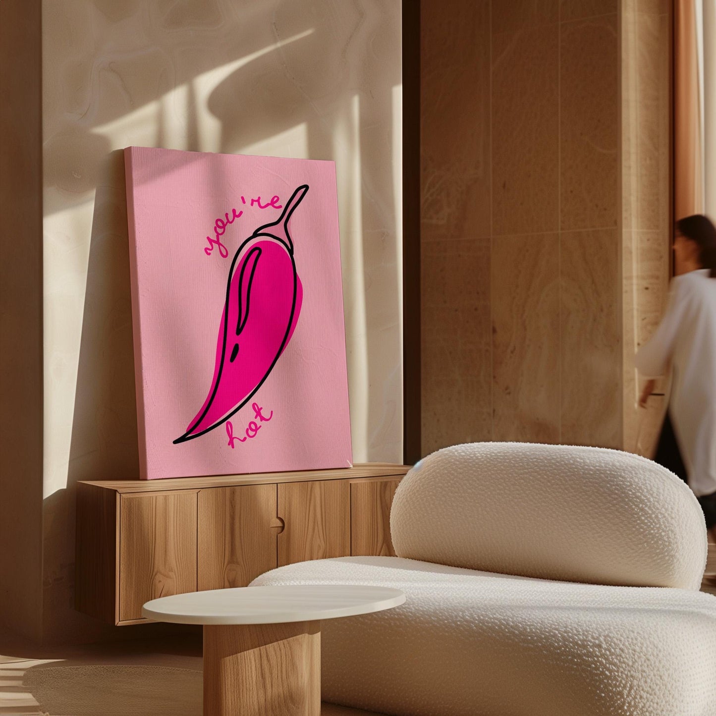 Chili Pepper Poster - You're Hot Print, Pink Spicy Wall Art for Kitchen, Valentine's Print