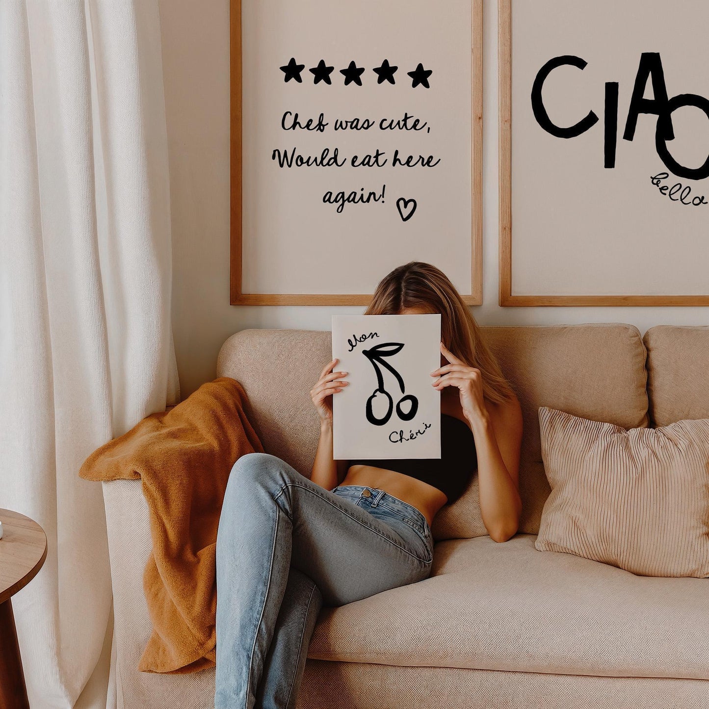 Chef was cute Print - Minimalist Print - Kitchen Poster - 5 Stars, Would eat here again, Valentine's Wall Art