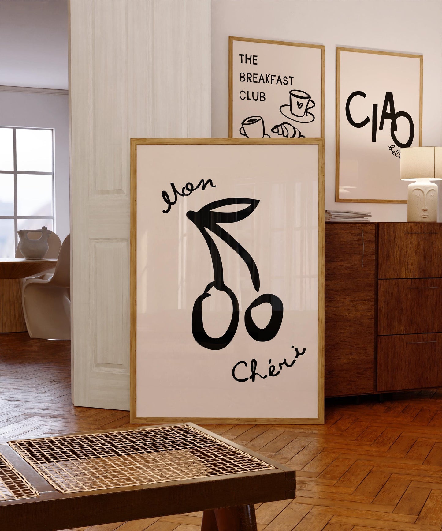 Mon Chéri Kitchen Print - French Cherry Wall Art - Neutral Wall Art
