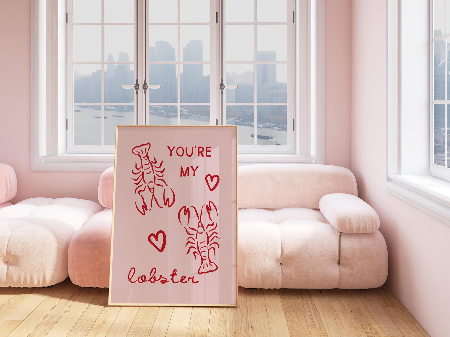 You're My Lobster Poster - Pink Wall Art, Bedroom Print, Anniversary Gift, Decor for Couples, Valentine's Print