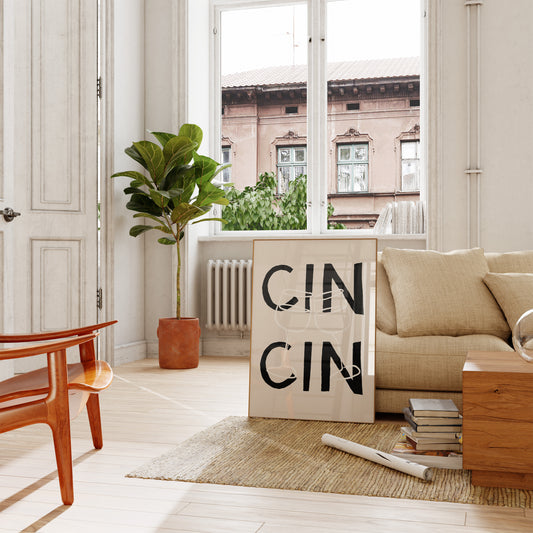 Cin Cin Print, Wine Glass Cheers Poster, Typography Kitchen Print